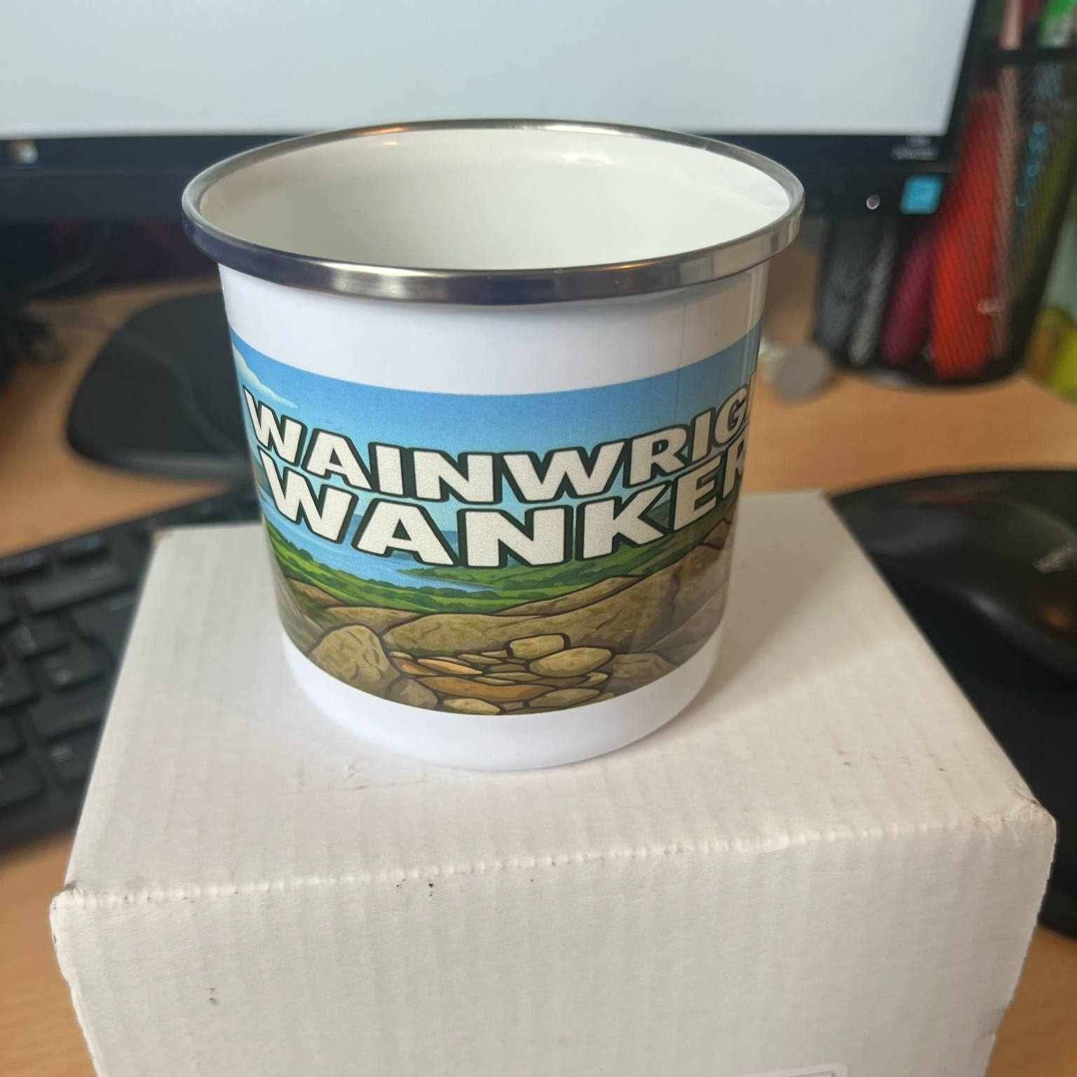 The Obese Hiker Lake District enamel mug - Wainwright Wanker for him