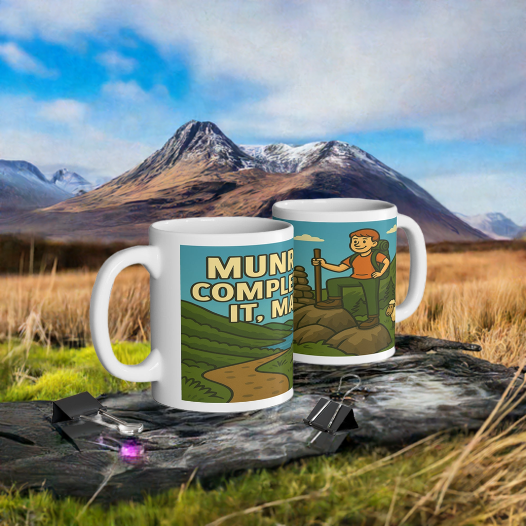 Funny Munros mug for men - Completed It Mate ceramic design