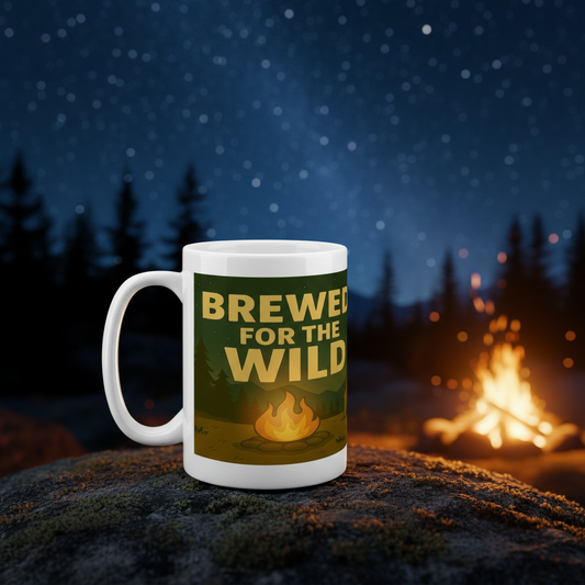 Ceramic Mug 15oz – Brewed for the Wild Night for Her | Funny Hiking Gift
