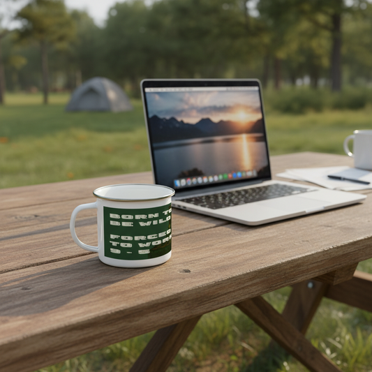 Enamel Mug 12oz – Born to Be Wild for Him | Funny Work & Outdoor Gift