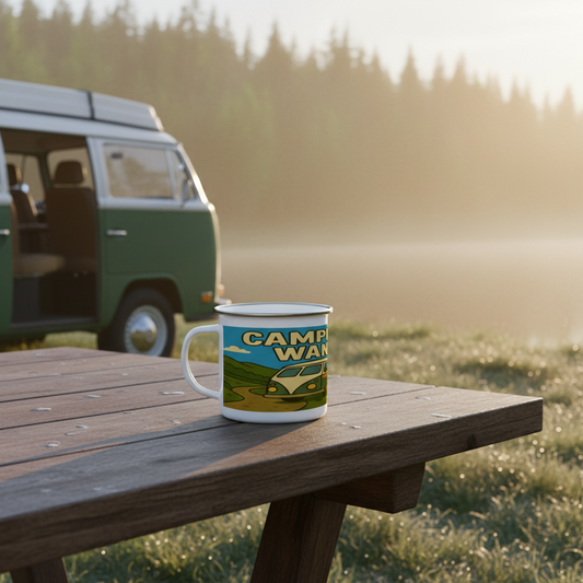 Enamel Mug 12oz – Campervan Wanker for Him | Camping & Vanlife Gift
