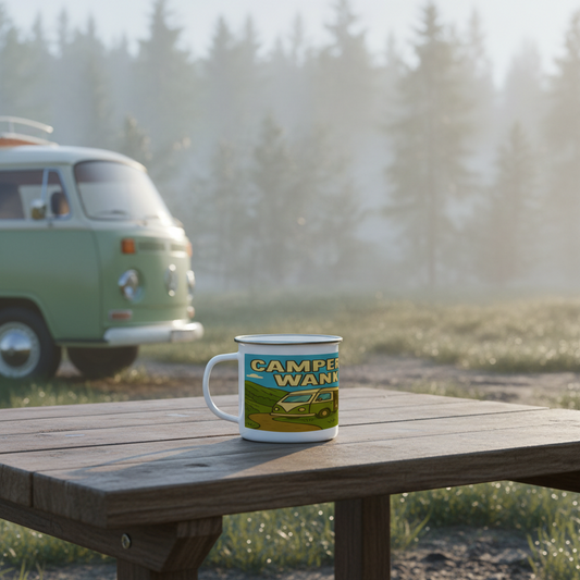 Enamel Mug 12oz – Campervan Wanker for Her | Camping & Vanlife Gift