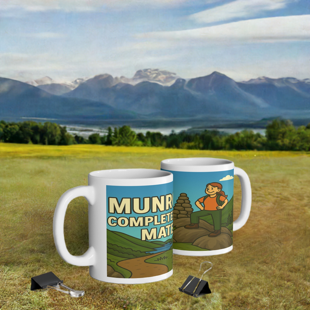Funny Munros mug for women - Completed It Mate ceramic design