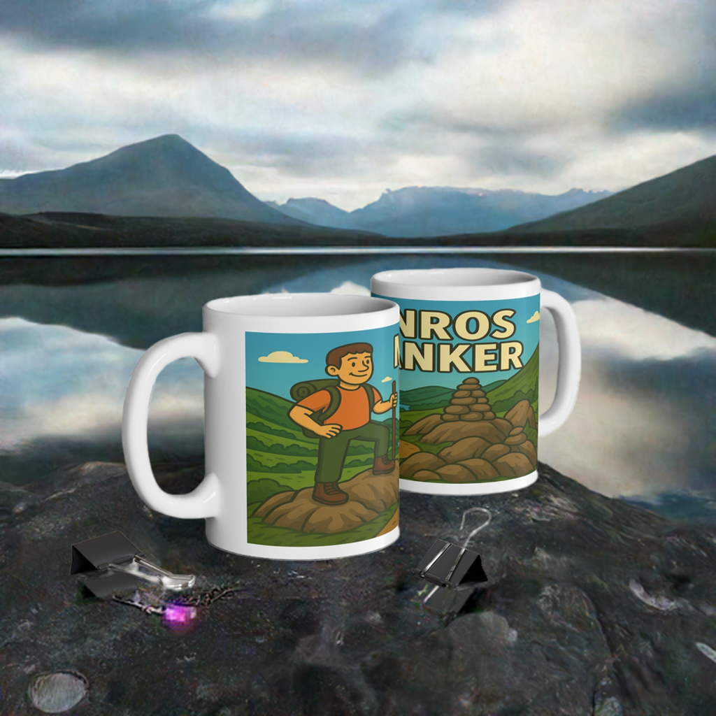 Sarcastic ceramic mug for male hill baggers - Munro Wanker