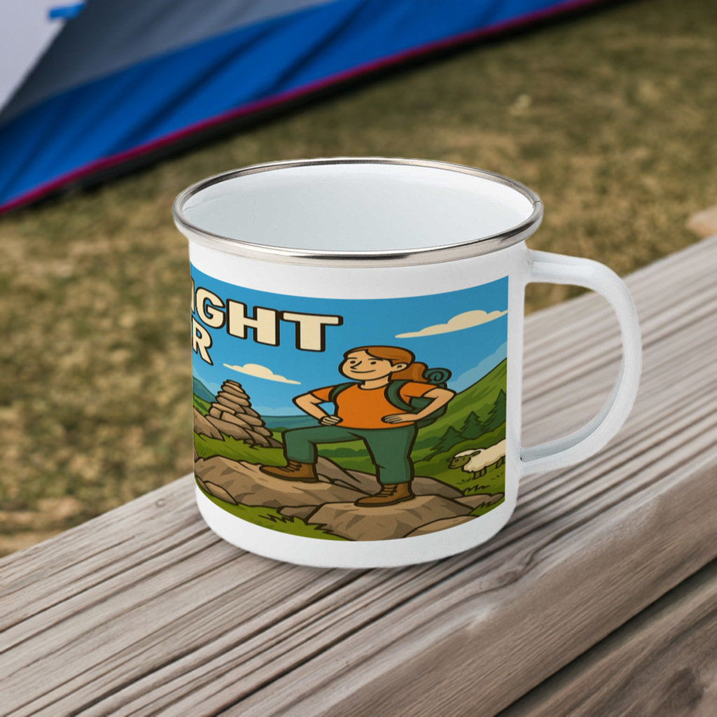 Lake District Funny Wainwright Wanker enamel mug for women - hiking gift