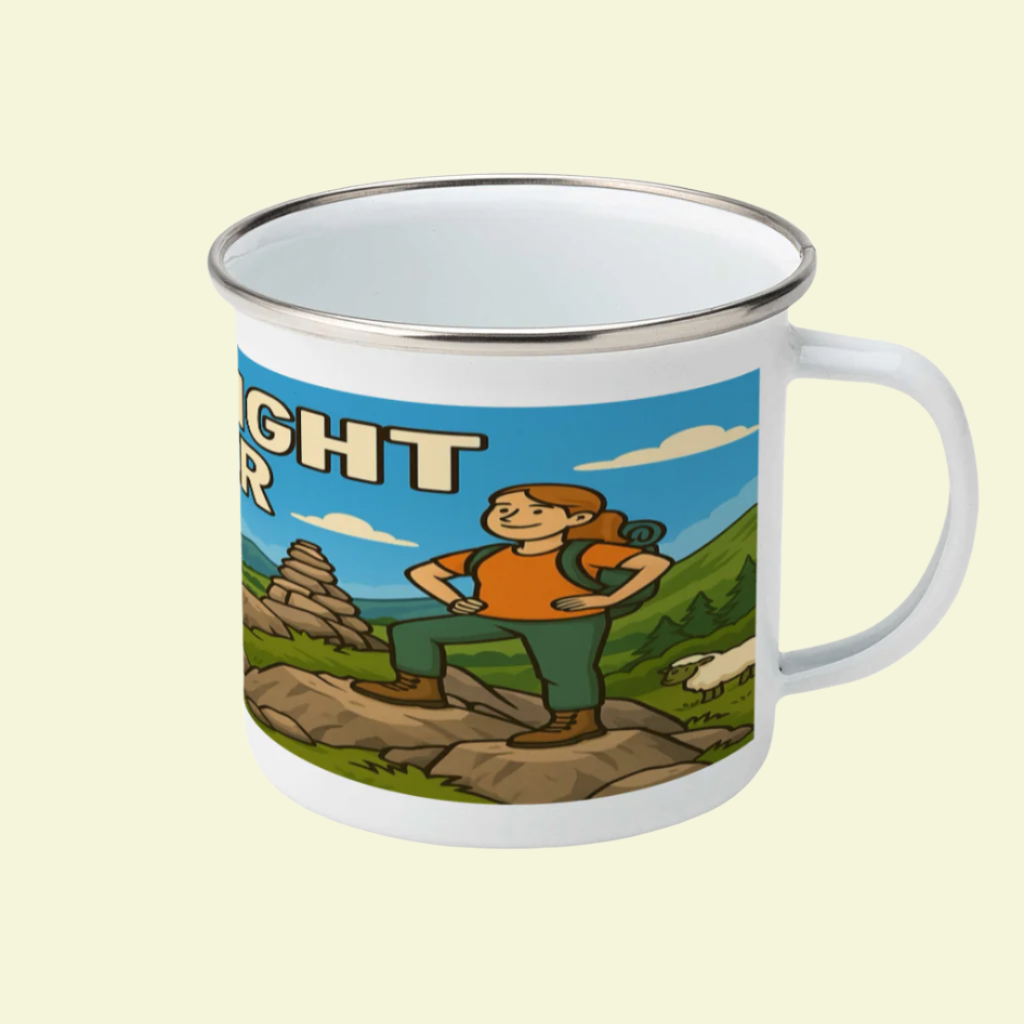 Novelty Lake District enamel mug for ladies who bag Wainwrights - Wainwright Wanker