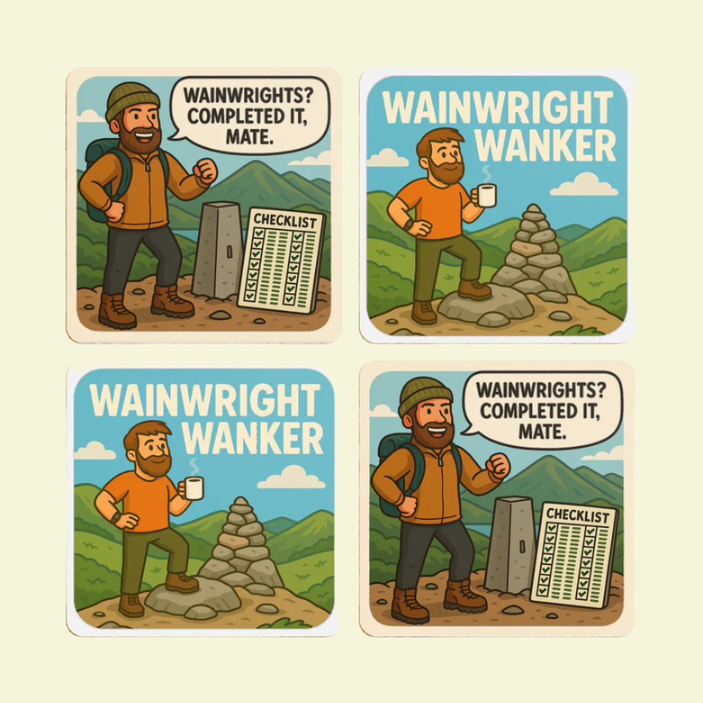 Coaster for men who hike Wainwrights - Lake District funny design