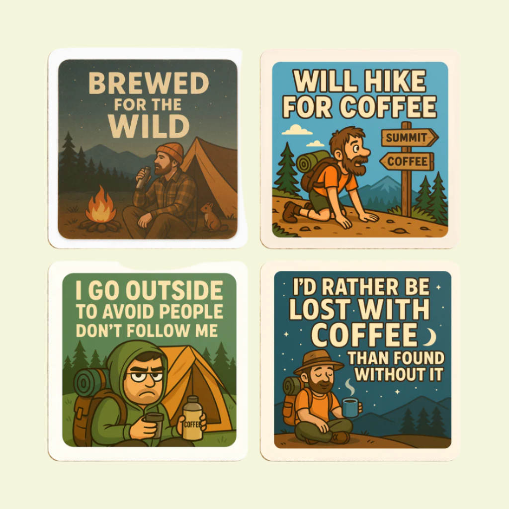Coaster set for adventurous men who love coffee - The Obese Hiker