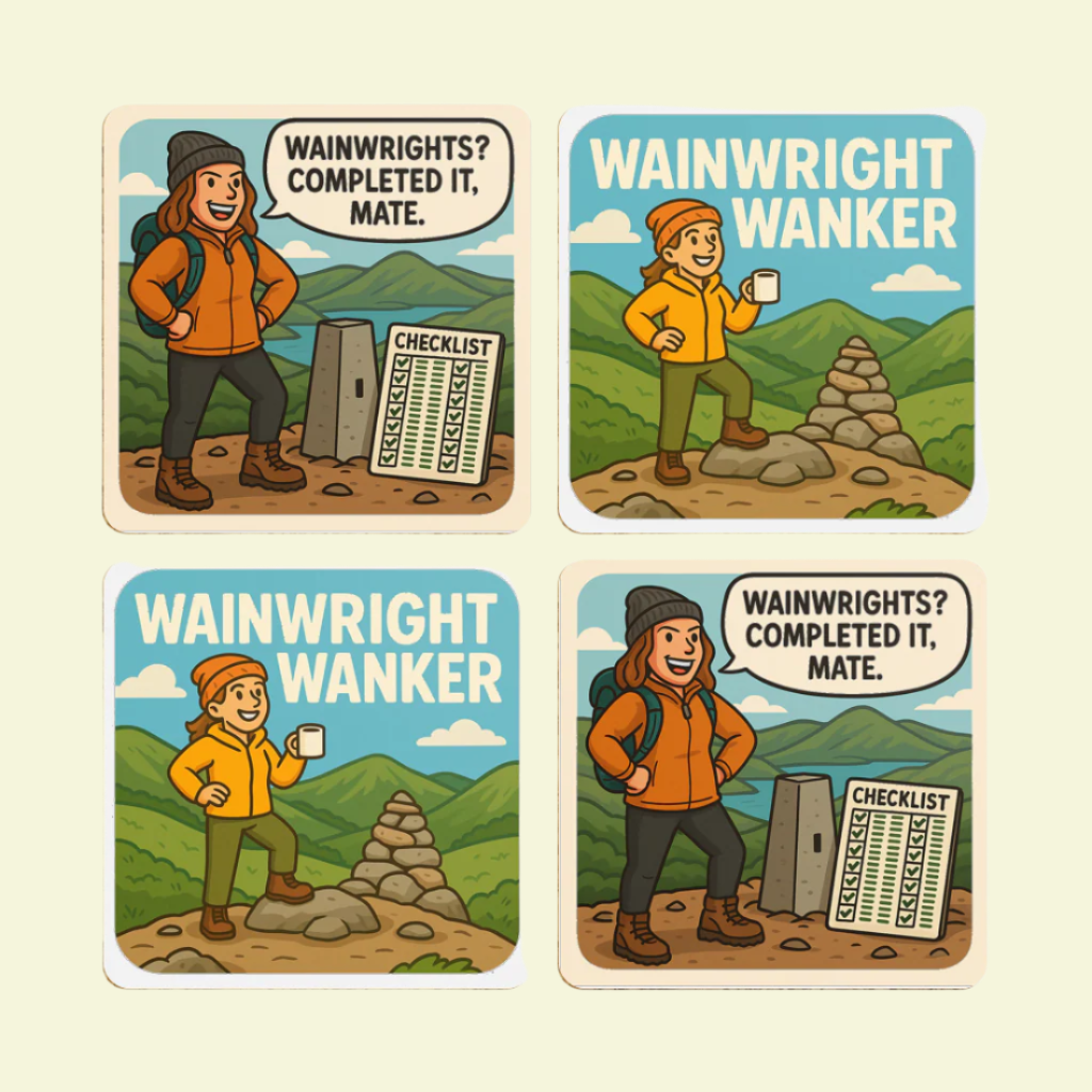 The Obese Hiker Lake District coaster - Wainwright Wanker for outdoorsy women