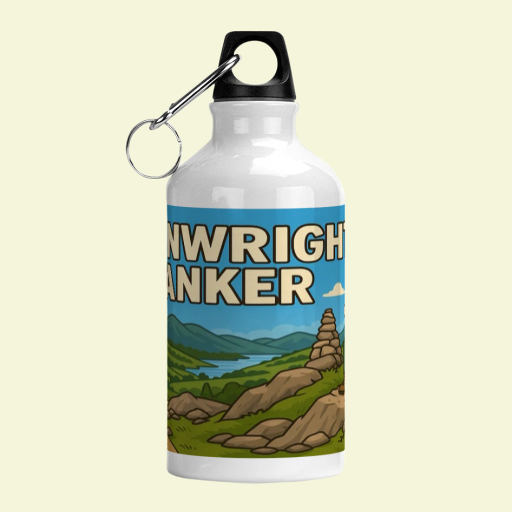 Outdoor drink bottle for women - Wainwright Wanker 400ml Lake District slogan