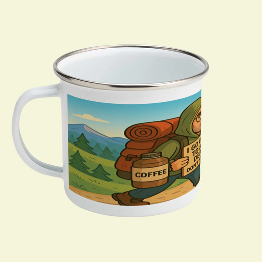 Novelty enamel mug for guys who avoid people - I Go Outside to Avoid People