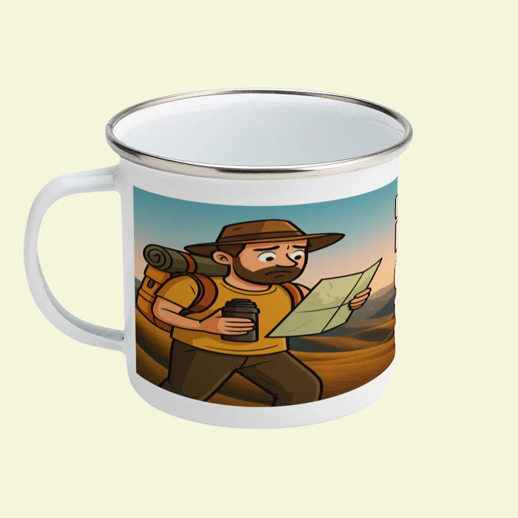 I'd Rather Be Lost With Coffee coffee mug for outdoorsy men - enamel style