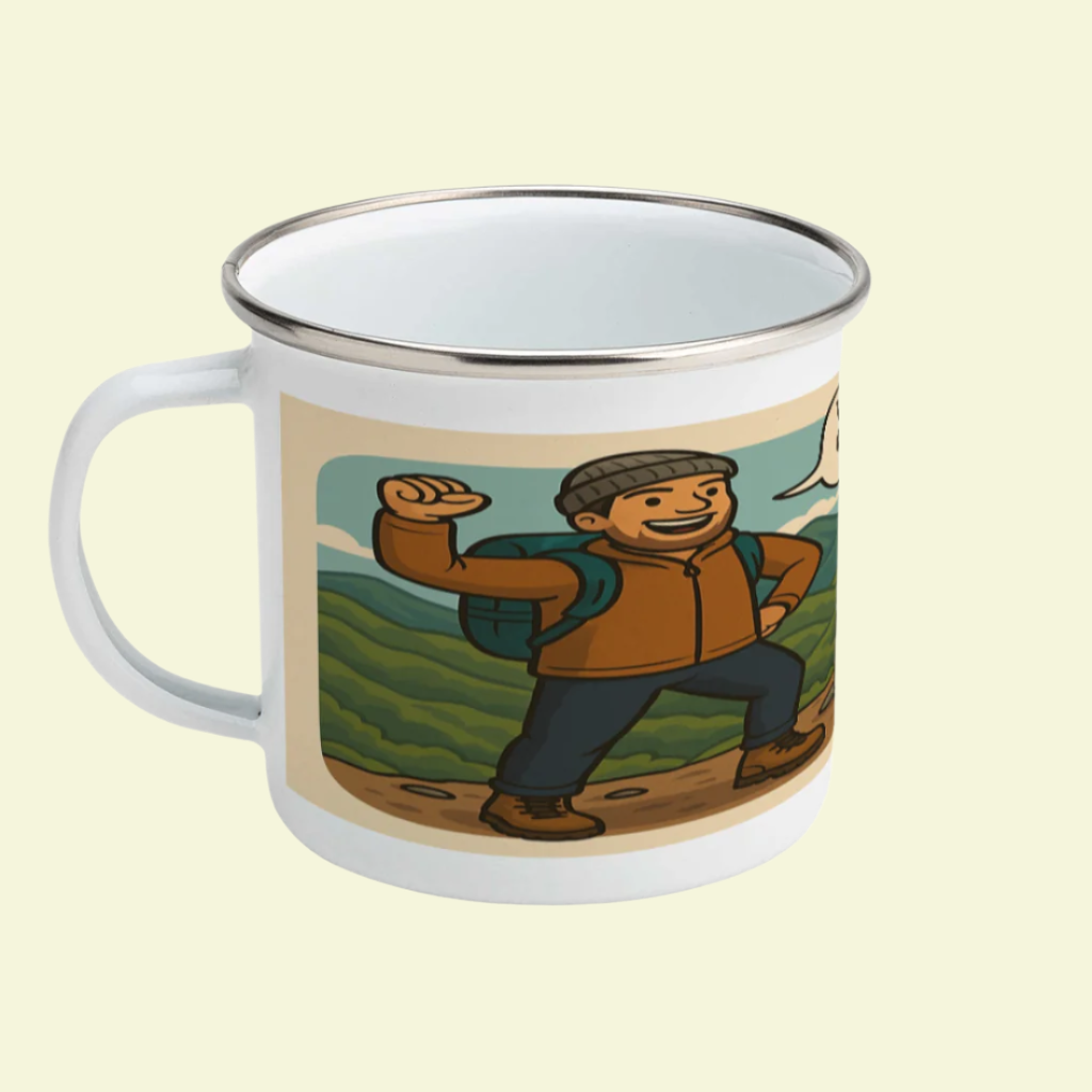 Walking and Lake District hiking enamel mug for him - Wainwrights Completed It Mate