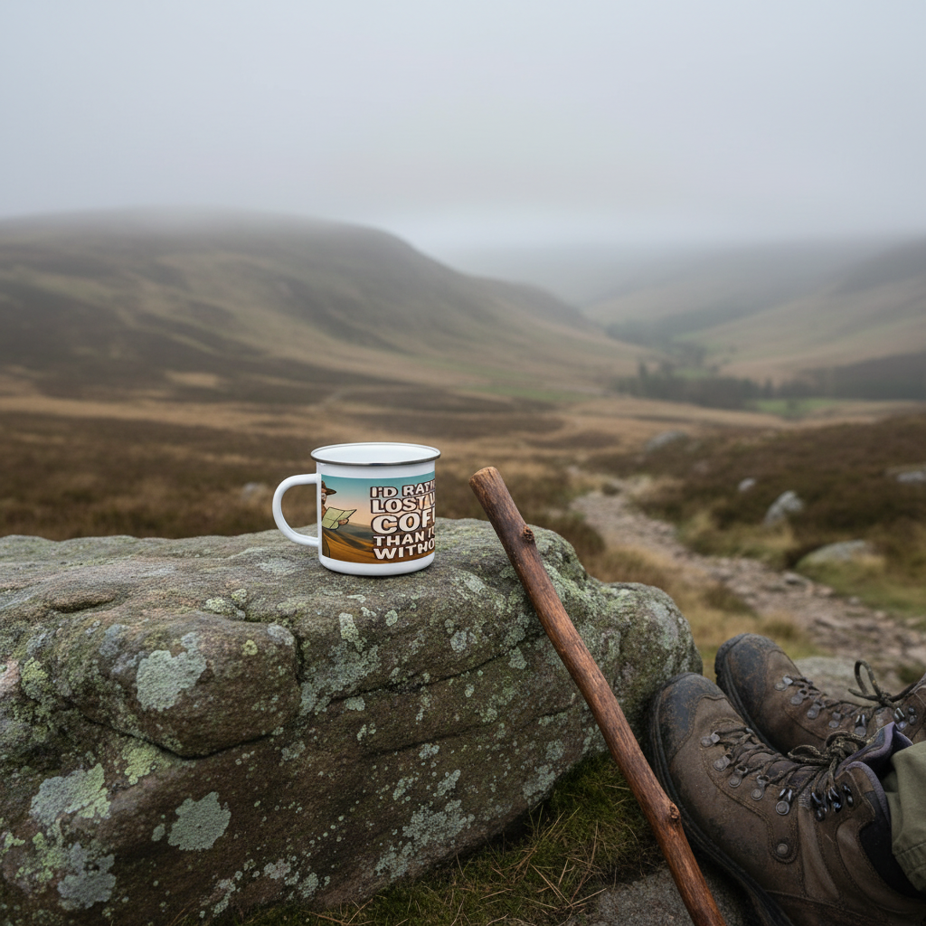 Enamel Mug 12oz – I’d Rather Be Lost With Coffee for Him | Hiking Gift