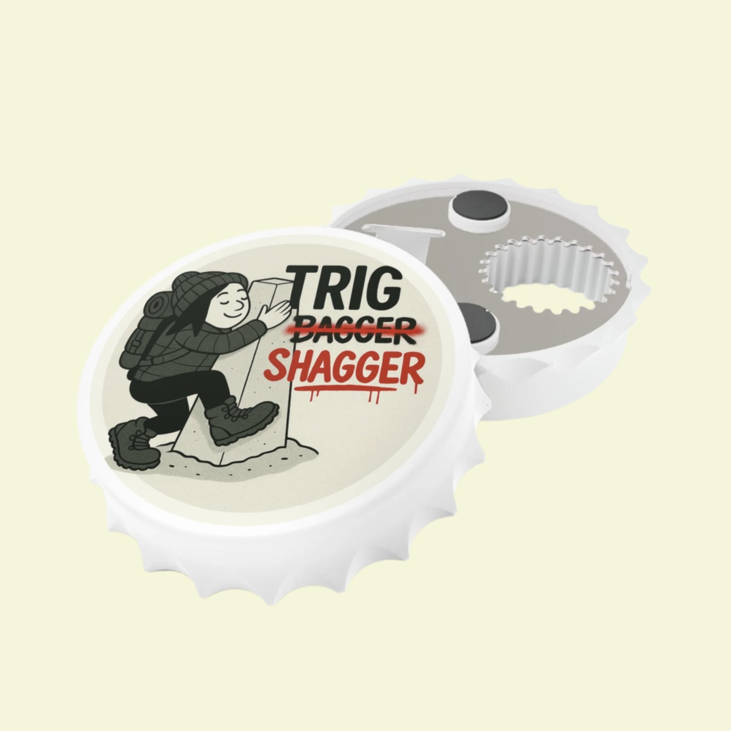 Sarcastic bottle opener for female hill baggers - Trig Bagger