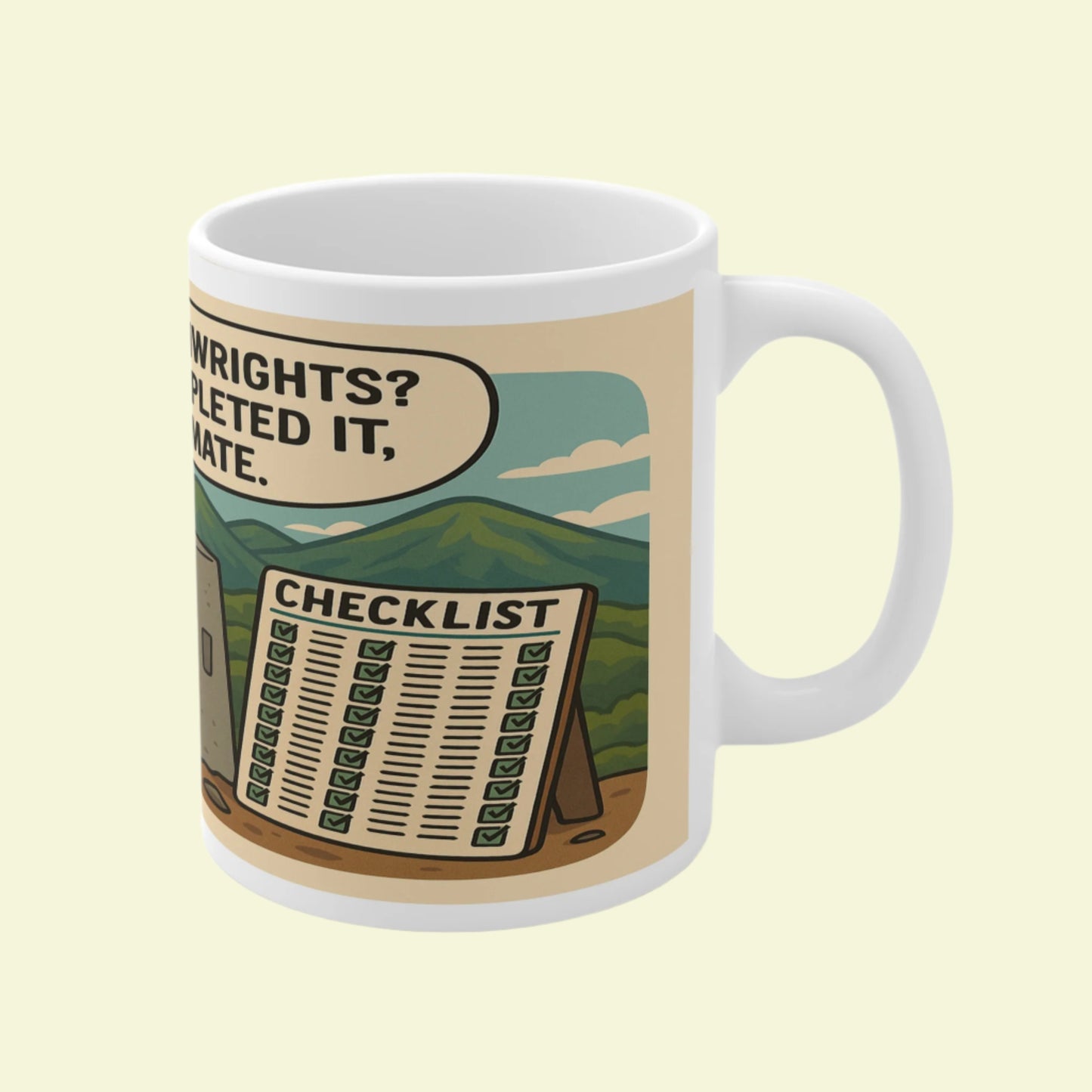 Humorous Lake District ceramic mug for men who love Wainwrights - The Obese Hiker