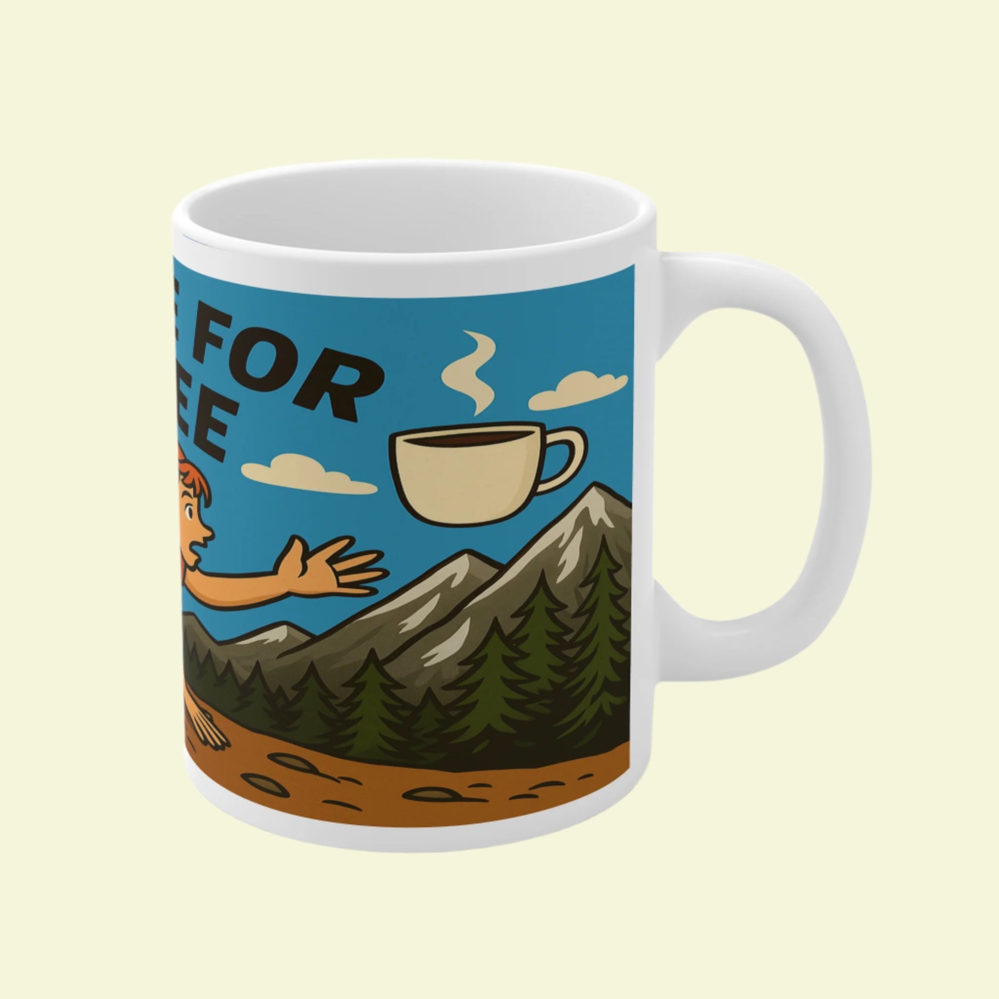 The Obese Hiker mug - Will Hike for Coffee ceramic for her