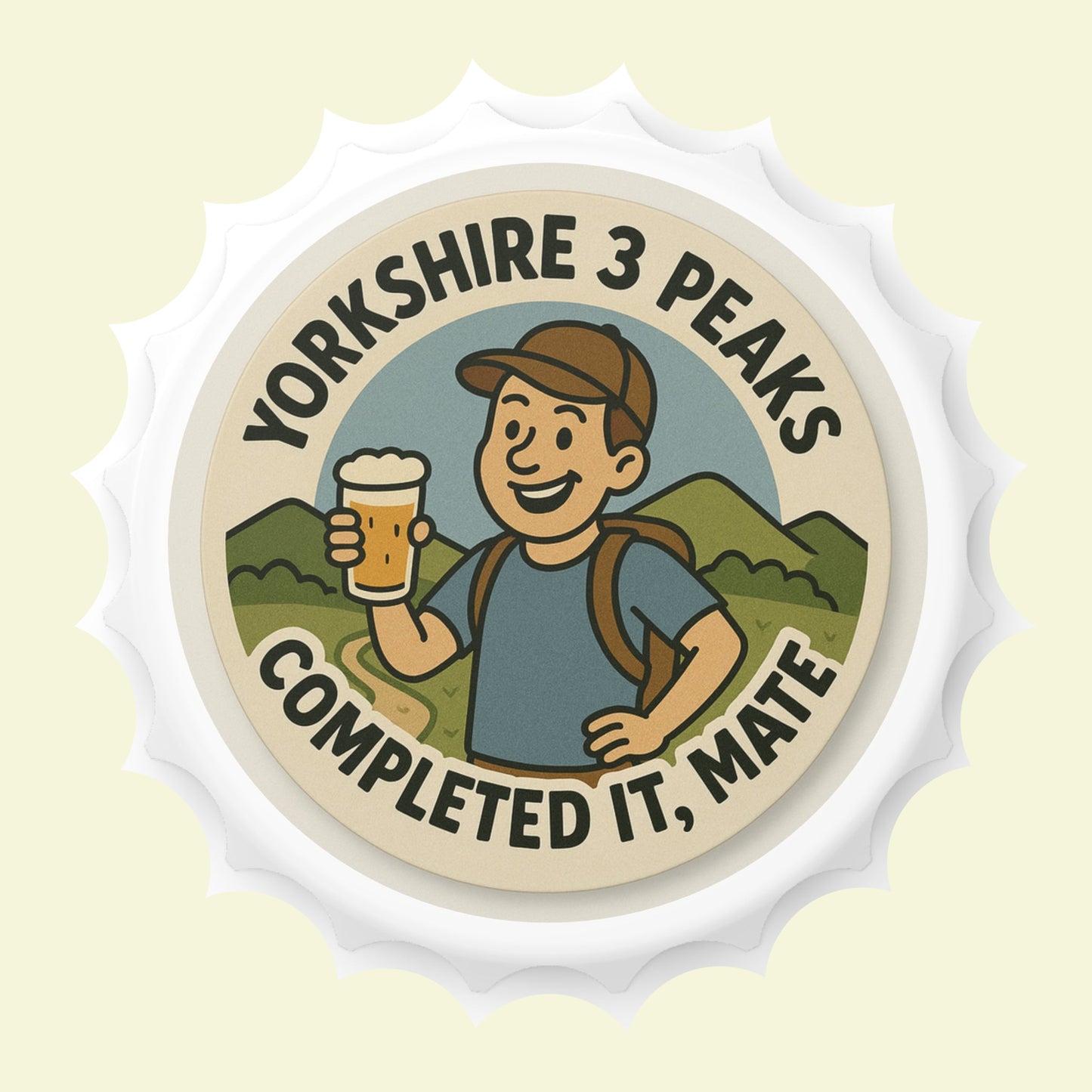 The Obese Hiker magnetic bottle opener - Yorkshire 3 Peaks Completed It Mate for him