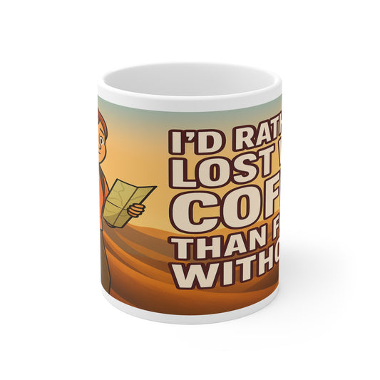 I'd Rather Be Lost With Coffee Than Found Without It - Perfect Gift for Nature Lovers, Hiking, Camping, Relaxation, Coffee Time - 11oz Mug - For Her
