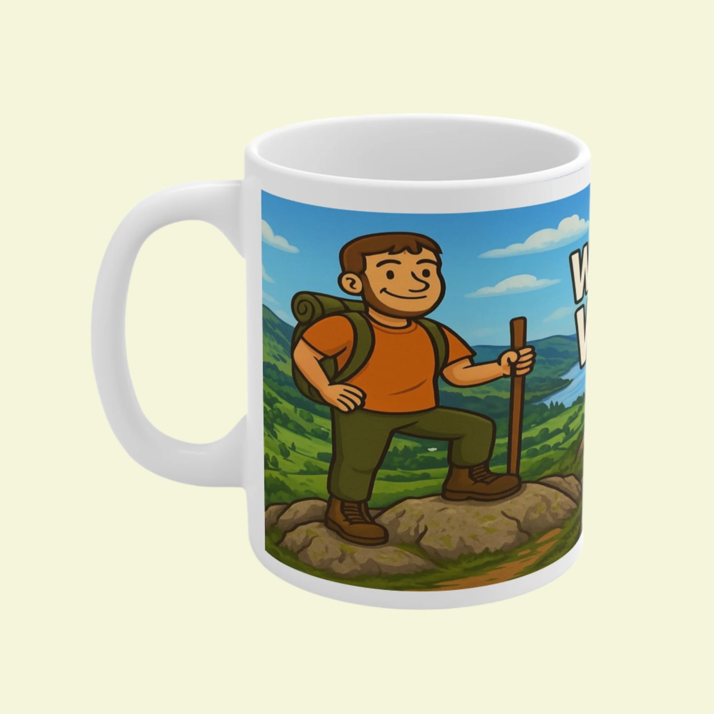 Lake District Hiking themed Wainwright Wanker mug - ceramic style