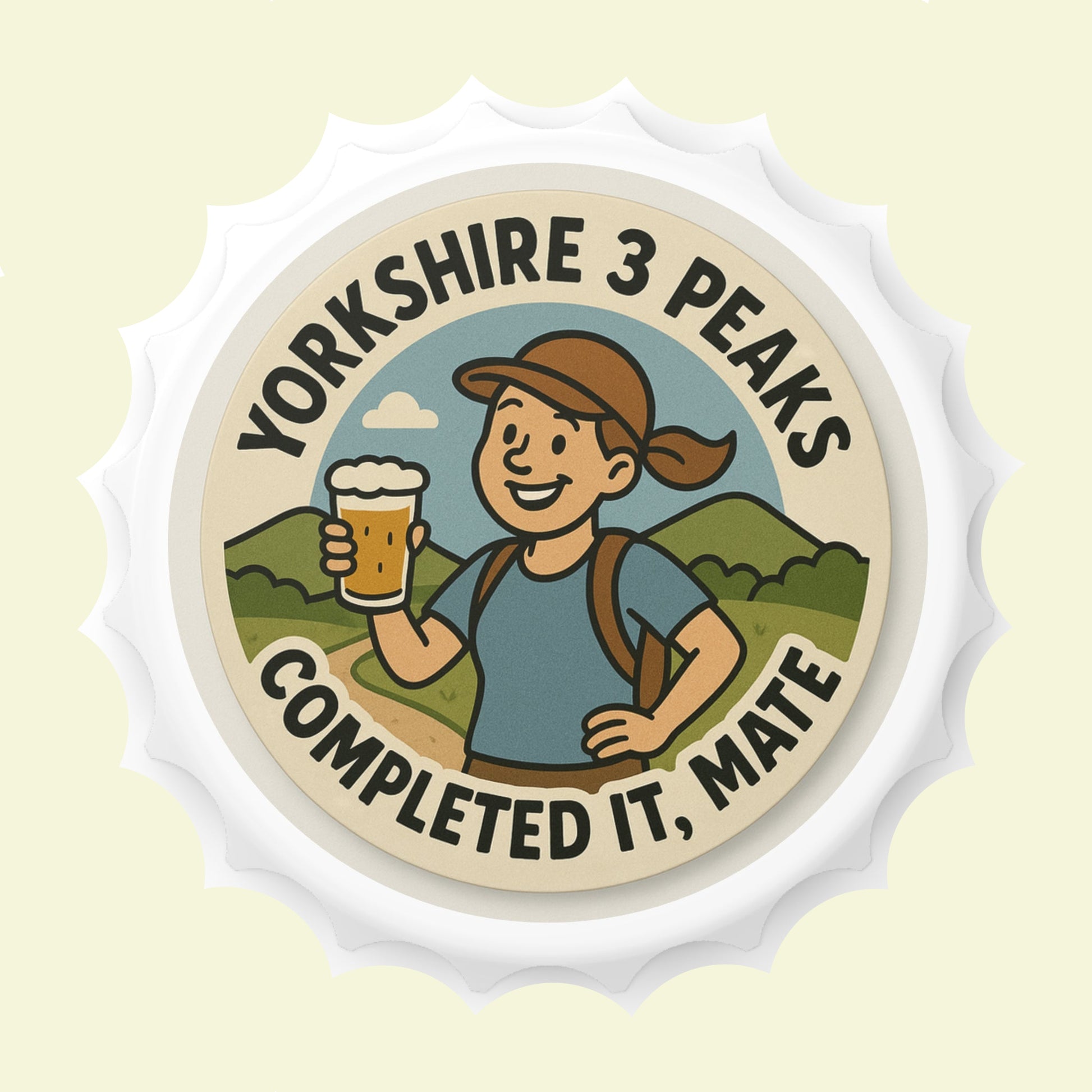 Novelty bottle opener for ladies who did the Yorkshire 3 Peaks - Completed It Mate