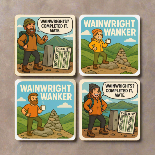 Sarcastic Lake District coaster pack for Wainwright bagging couples - The Obese Hiker