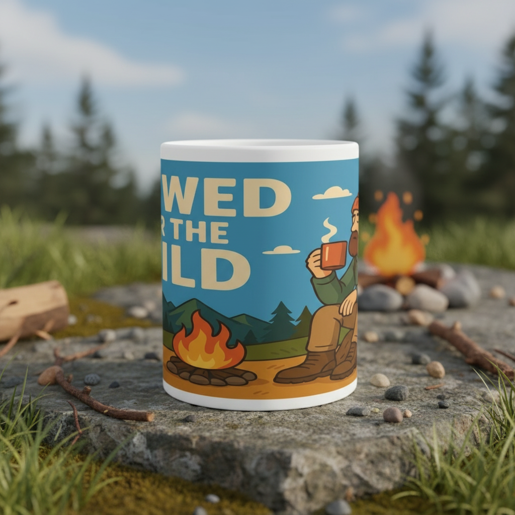 Ceramic Mug 11oz – Brewed for the Wild for Him | Funny Hiking Gift