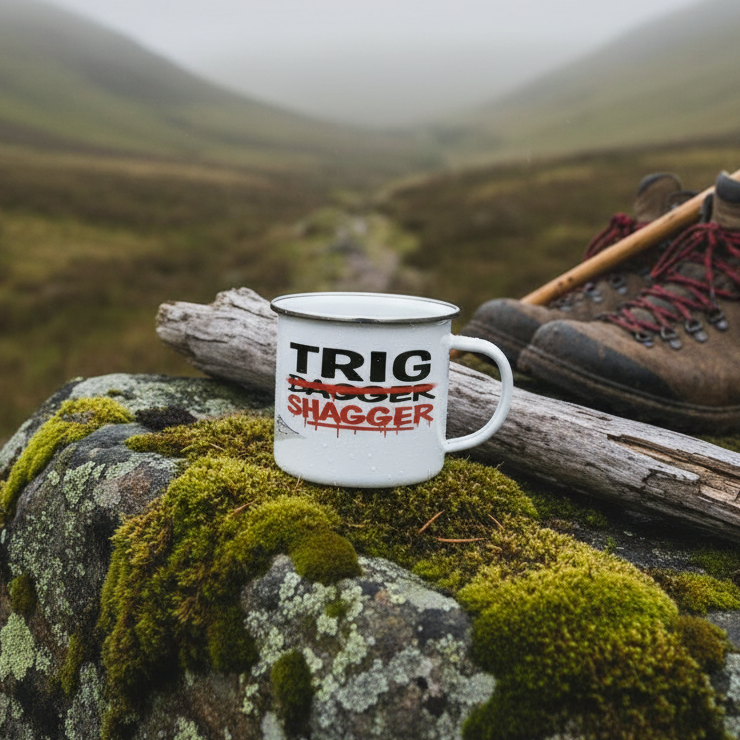 Enamel Mug 12oz – Trig Shagger for Her | Funny Hiking & Mountain Gift