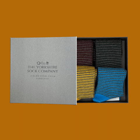 Yorkshire Socks Luxury Gift Box rigid presentation box for 4 pair sock bundle gift packaging