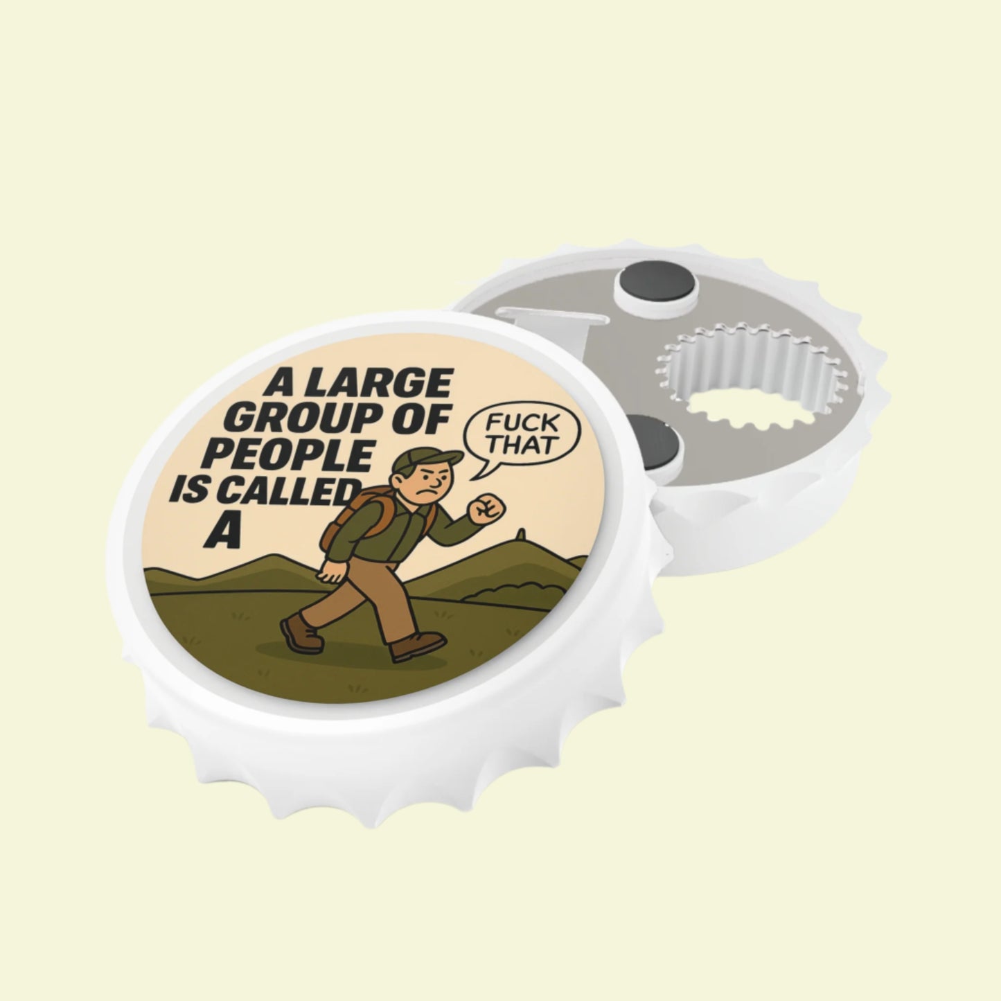 Walking and hiking bottle opener for him - A Large Group of People style