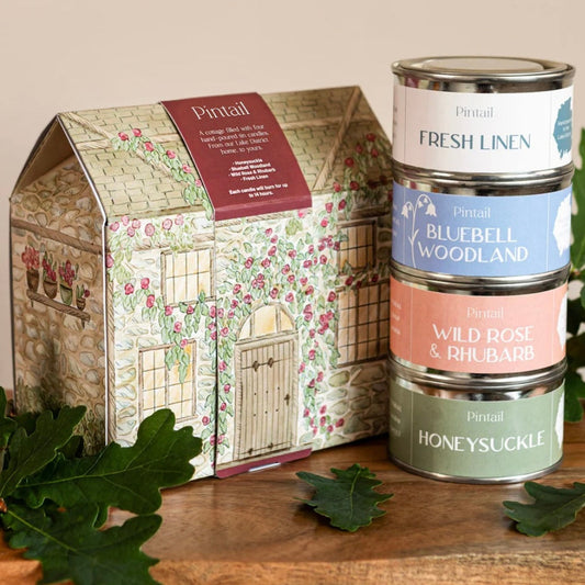 Lake District Hand Poured Candle Gift Set | Natural Scented Paint Tin Candles (4 Pack)