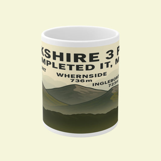 Ceramic hiking mug for him - Yorkshire 3 Peaks theme