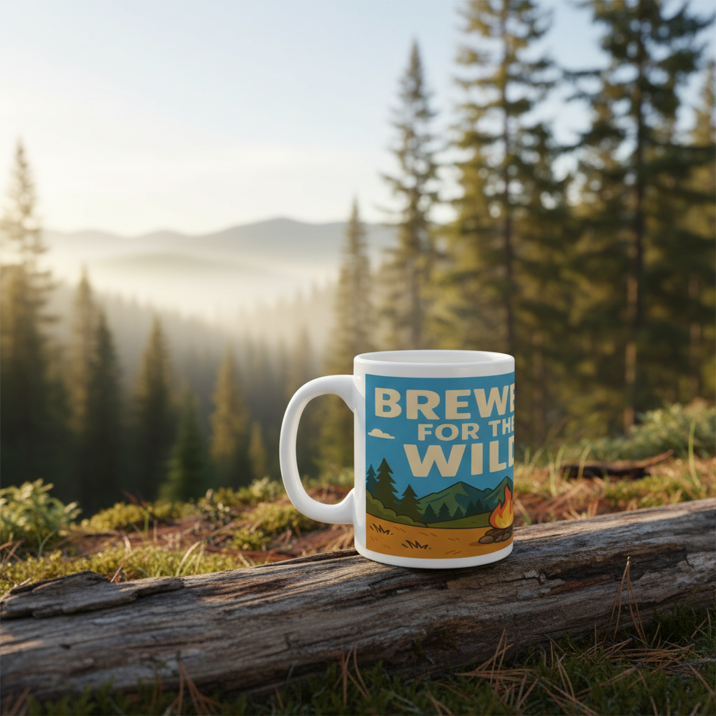 Ceramic Mug 11oz – Brewed for the Wild for Him | Funny Hiking Gift