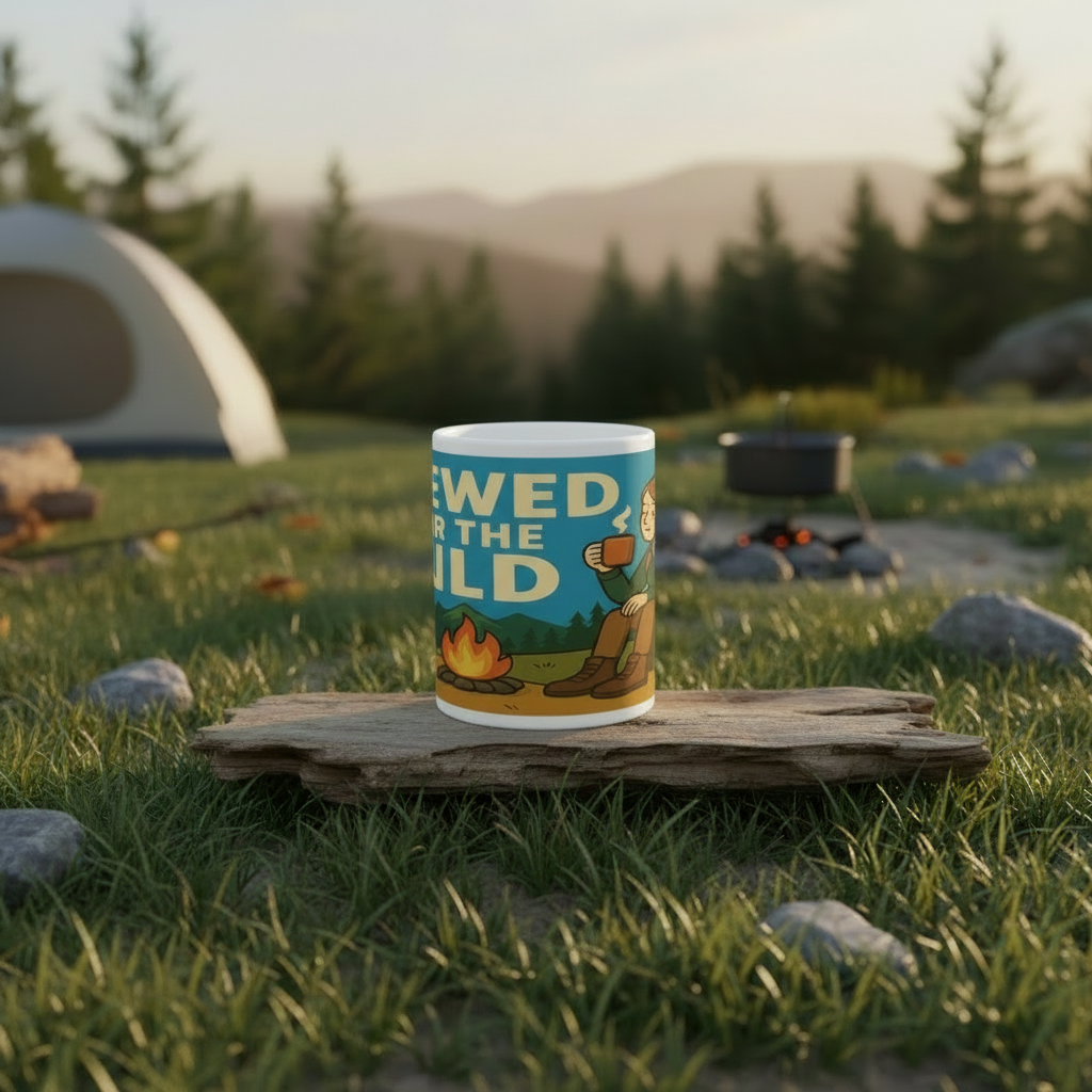 Ceramic Mug 11oz – Brewed for the Wild for Her | Funny Hiking Gift