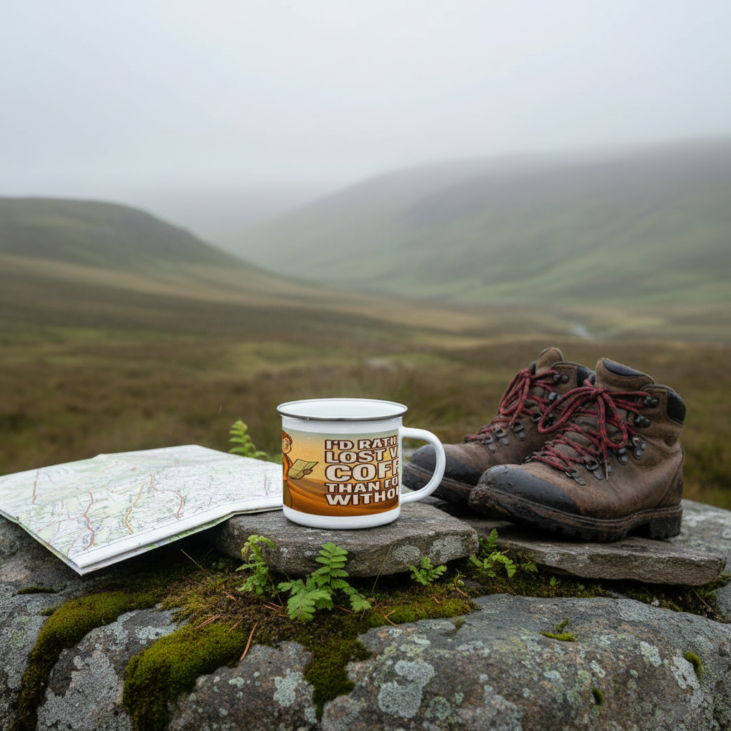 Enamel Mug 12oz – I’d Rather Be Lost With Coffee for Her | Hiking Gift