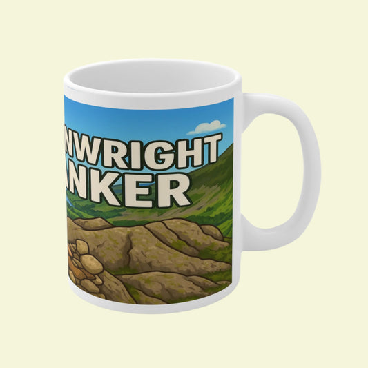 Novelty Lake District ceramic mug for British hikers - Wainwright Wanker