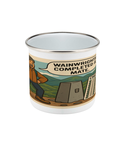 Wainwrights? Completed it,mate - Funny Hiking Gift for Him | Enamel Coffee Cup for Outdoor Lovers