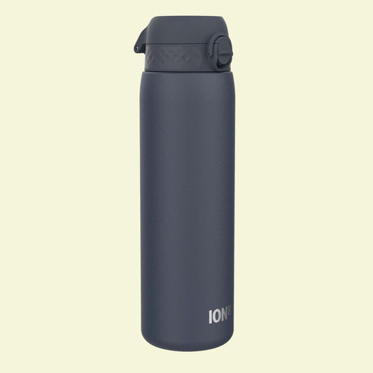 Dark gray insulated bottle with 'ION' branding on a white background