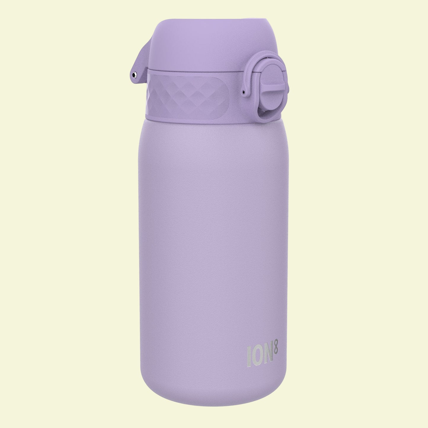 Purple water bottle with a cap on a white background