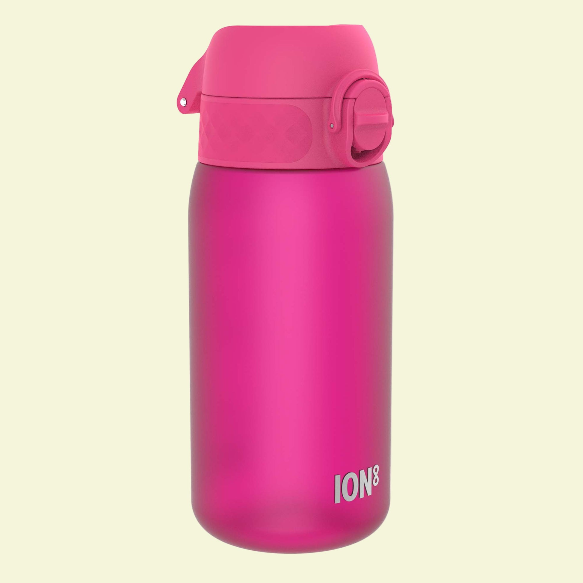 Pink water bottle with a pink lid on a white background