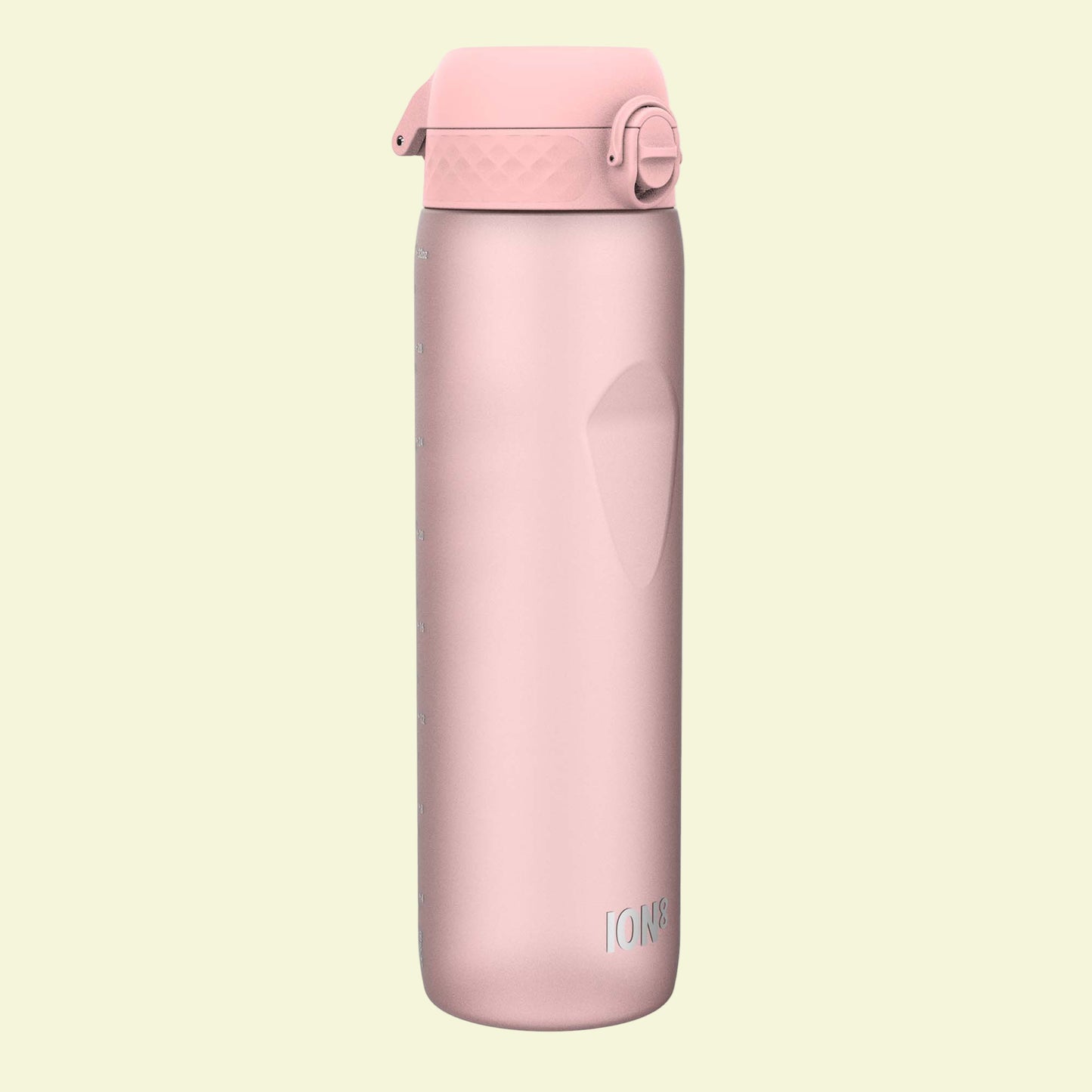 Pink insulated bottle with a lid on a white background