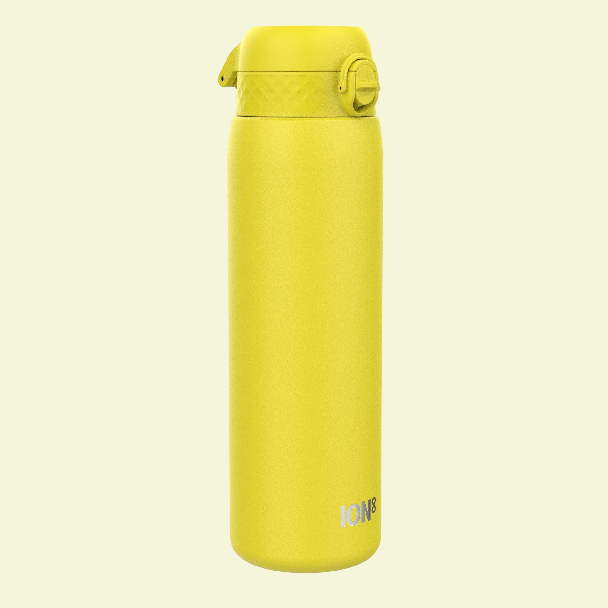Yellow thermos bottle with 'ION' branding on a white background