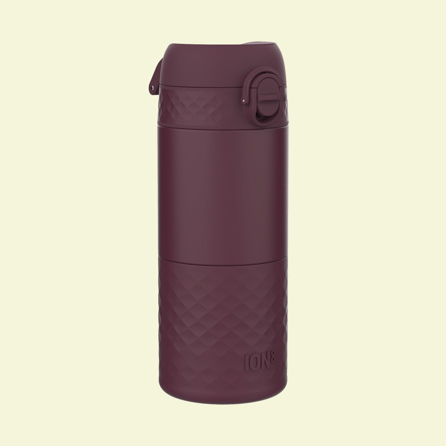 Blackberry insulated mug with geometric pattern on a white background