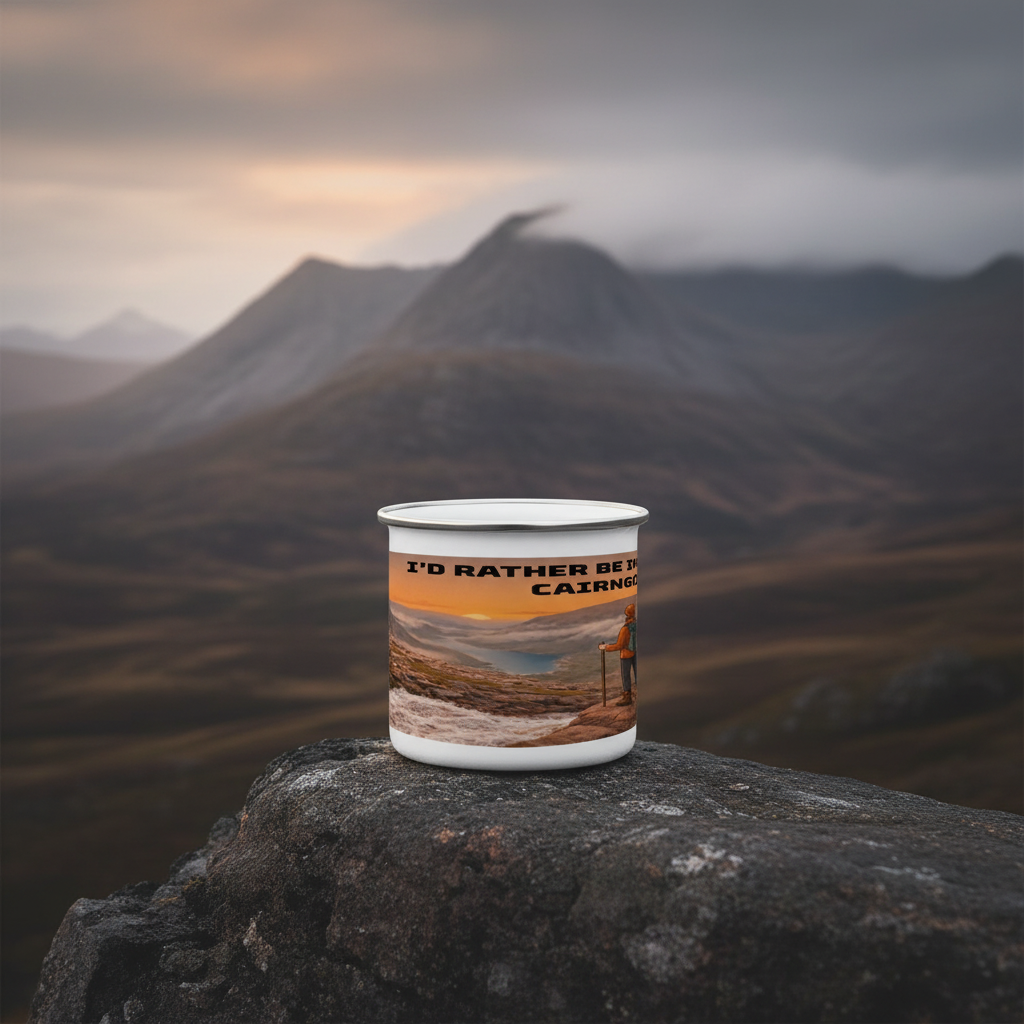 Enamel Mug 12oz – I'd Rather Be in the Cairngorms for Him | Camping Gift