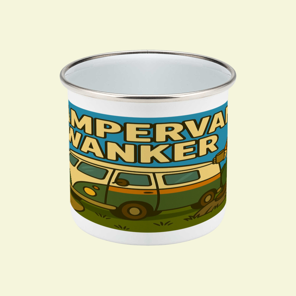 Enamel Mug 12oz – Campervan Wanker for Him | Camping & Vanlife Gift