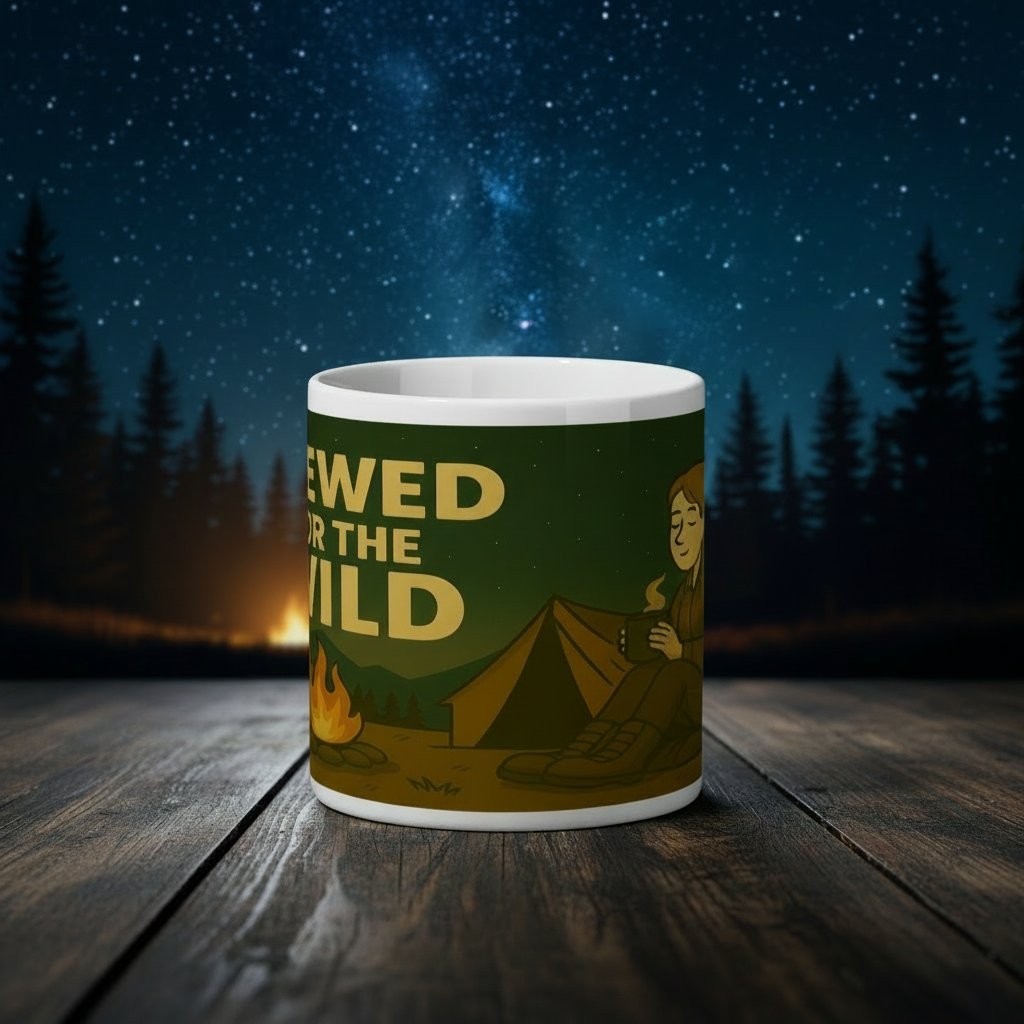 Ceramic Mug 11oz – Brewed for the Wild Night for Her | Funny Hiking Gift