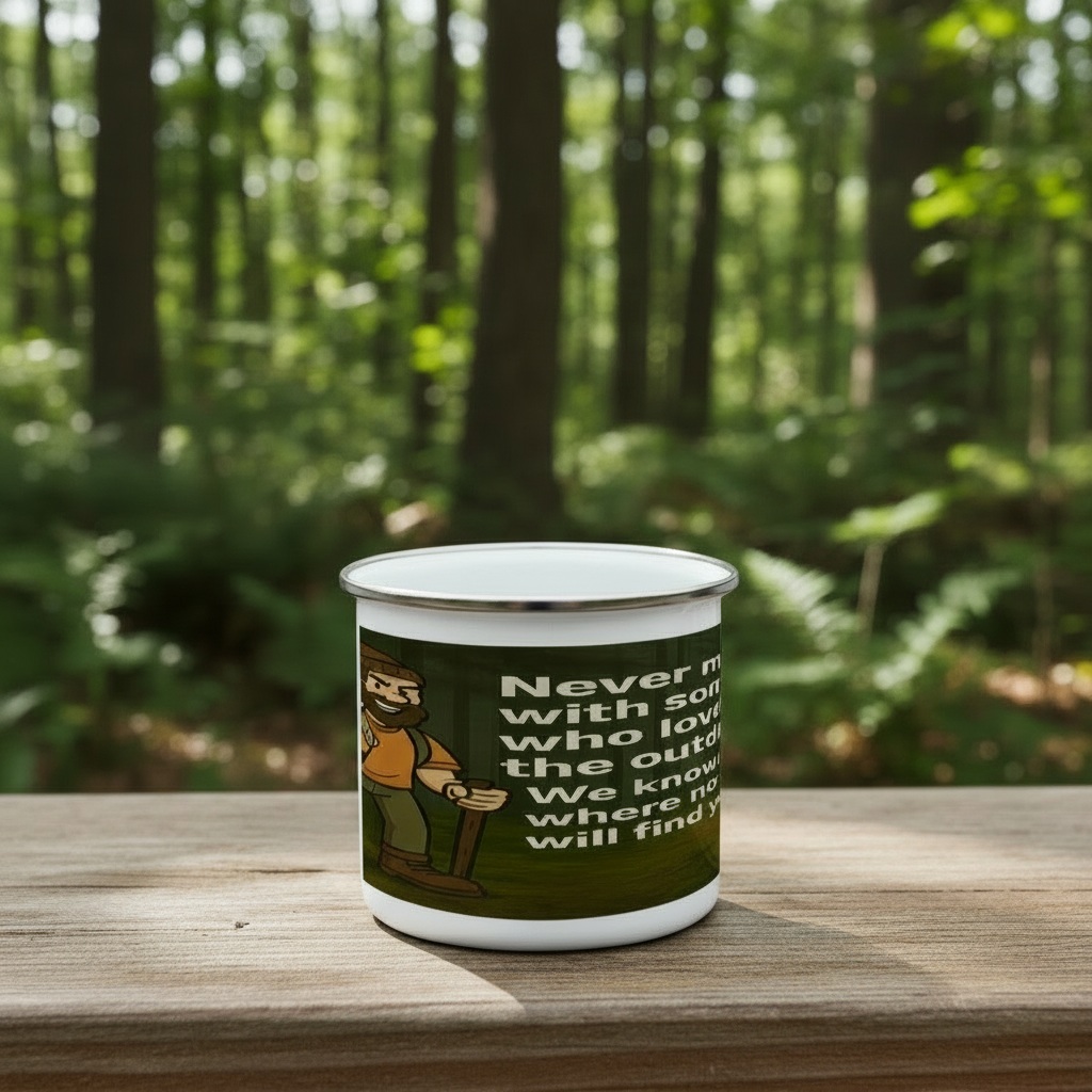 Enamel Mug 12oz – Never Mess Outdoors Lover for Him | Camping Gift