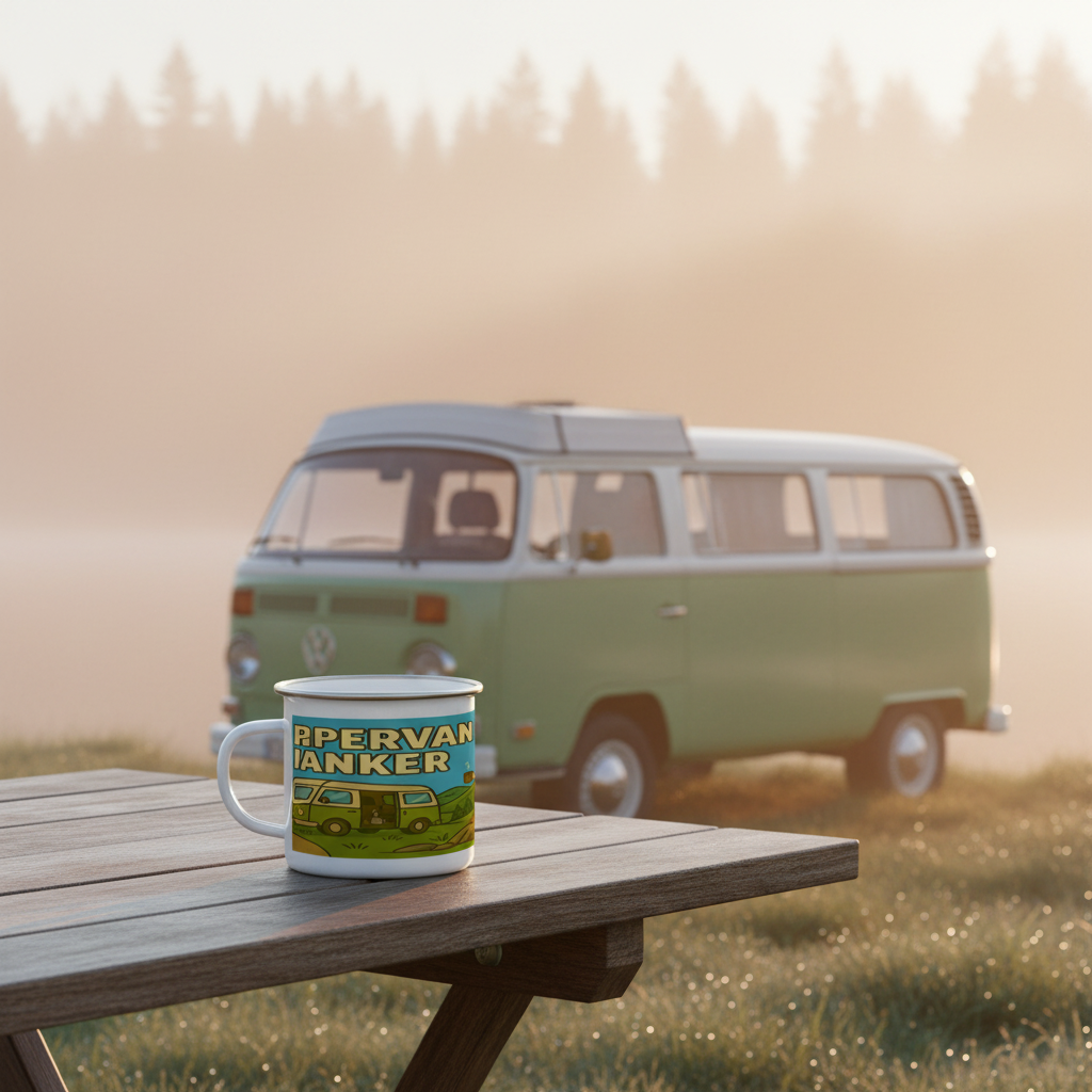 Enamel Mug 12oz – Campervan Wanker for Her | Camping & Vanlife Gift