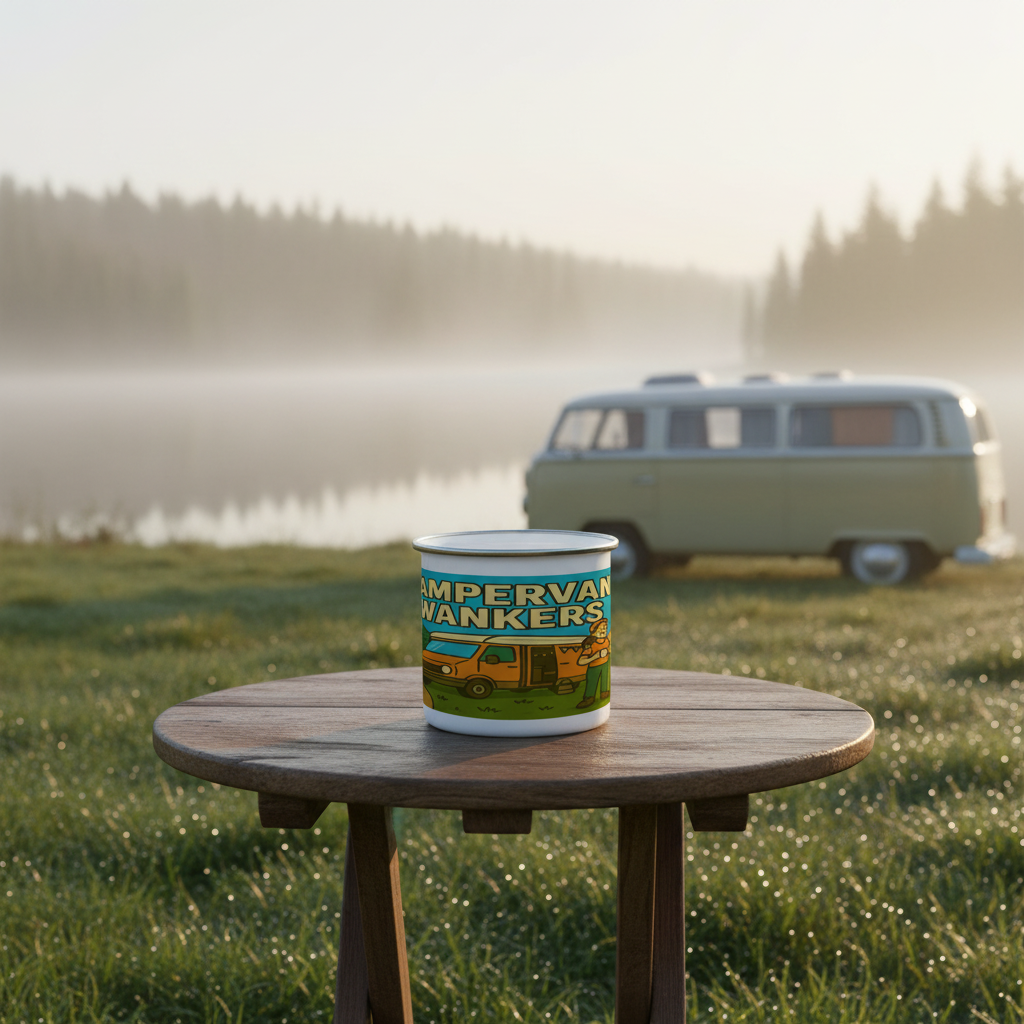 Enamel Mug Set 12oz – Campervan Wankers for Couples | Camping Gift