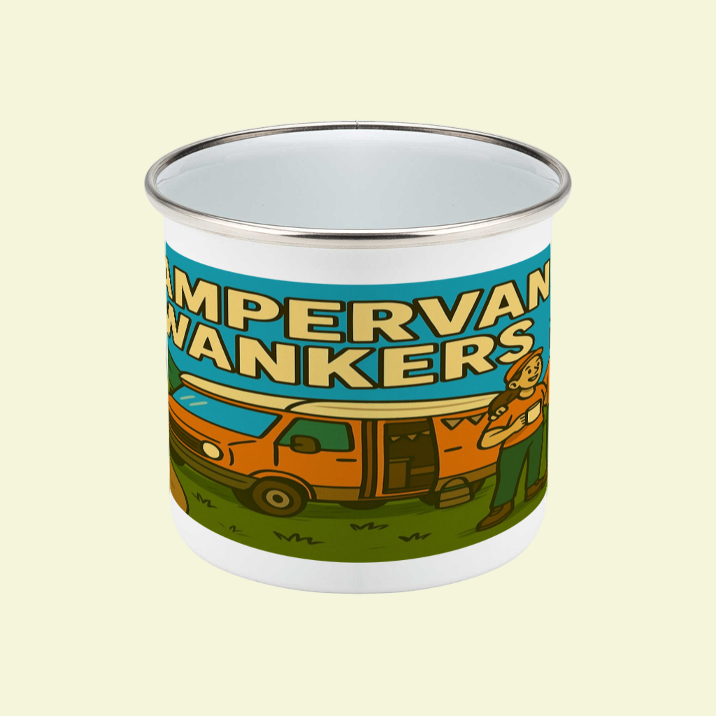 Campervan Wankers Enamel Mug Set – Funny Camping Gift for Couples | Vanlife Mugs
